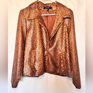 Elegant Brown Snake Print Blazer Jacket